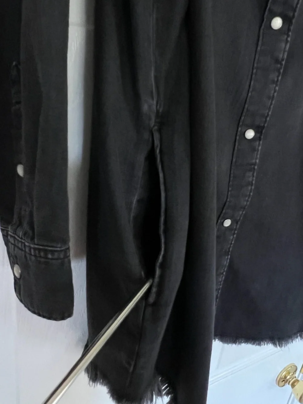 Levi's Black Faded Denim Western Button Down Shirt, Size Small